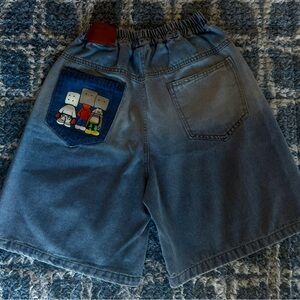 Cute Kids Denim Shorts with Cartoon Patch Pocket on back
